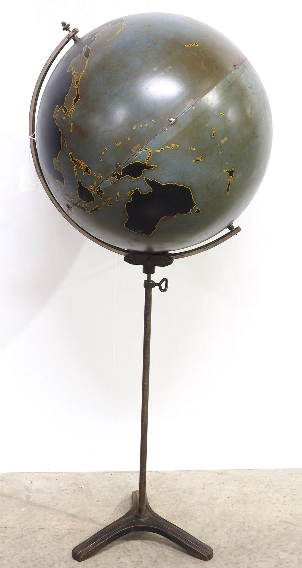 Lot 1316: Metal world globe on floor stand