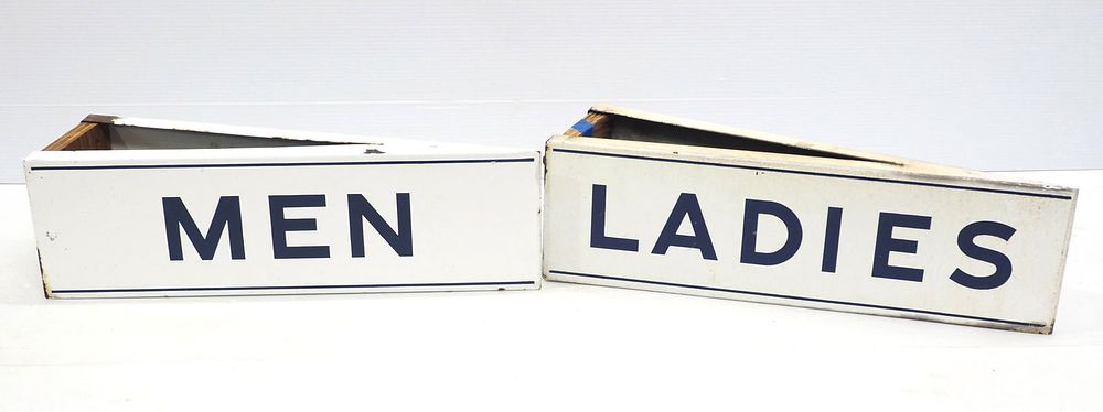 Lot 1318: Set of Mens & Ladies  restroom wall signs