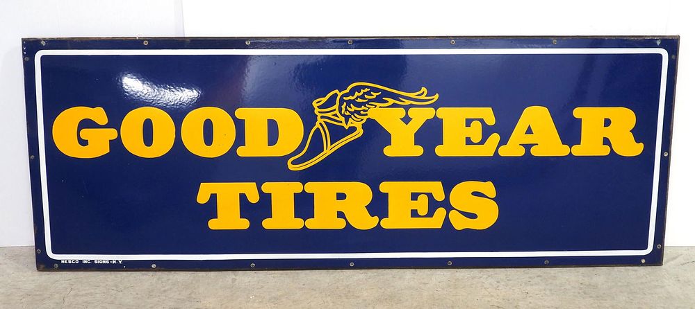 Lot 1326: Goodyear sign with wood back frame