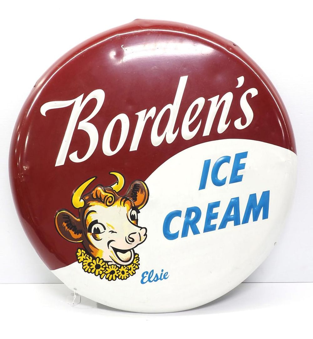 Lot 1327: Borden's Ice Cream button sign