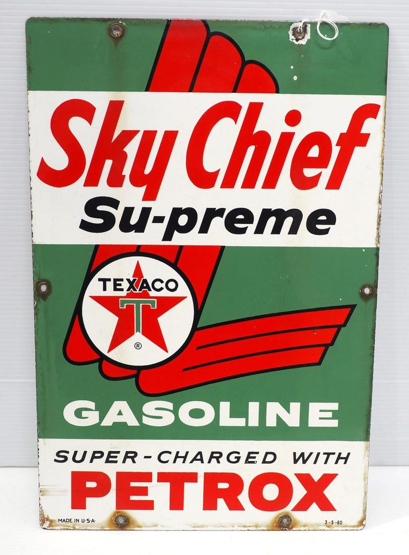 Lot 1330: Sky Chief Su-preme Gasoline with Petrox sign