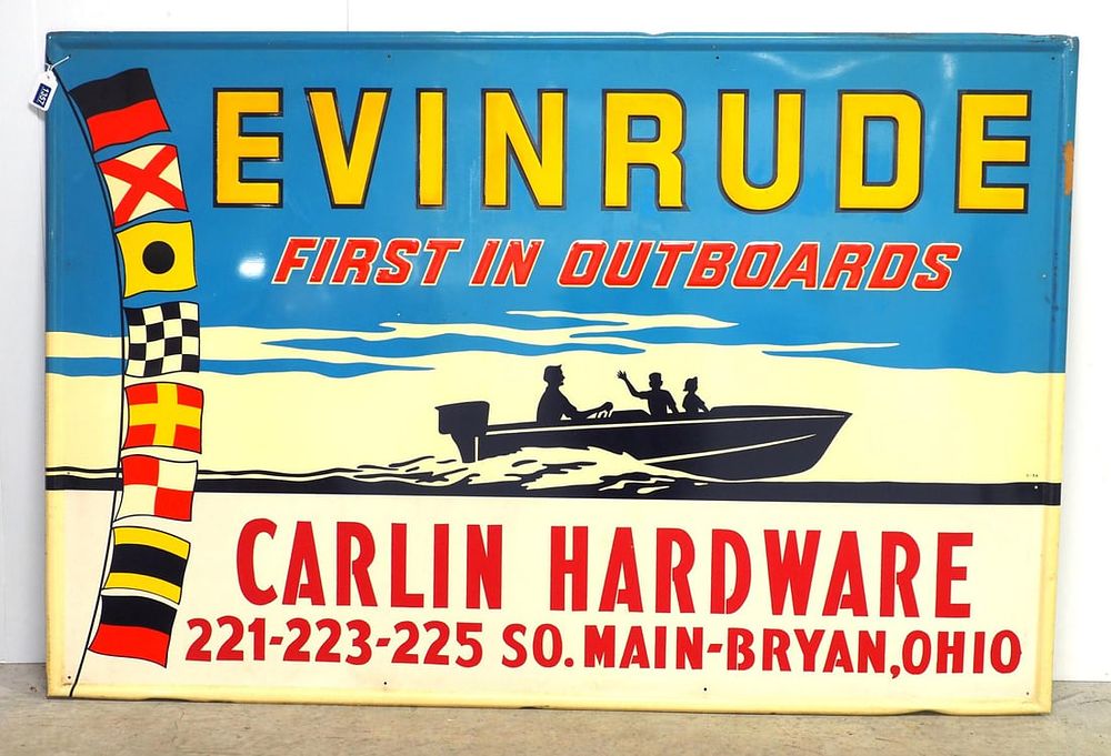 Lot 1357: Evinrude First In Outboards sign
