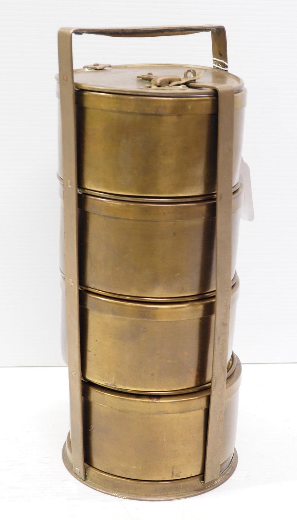 Lot 1363: Brass 4-tray lunch container