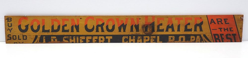 Lot 1395: Golden Crown Heater sign