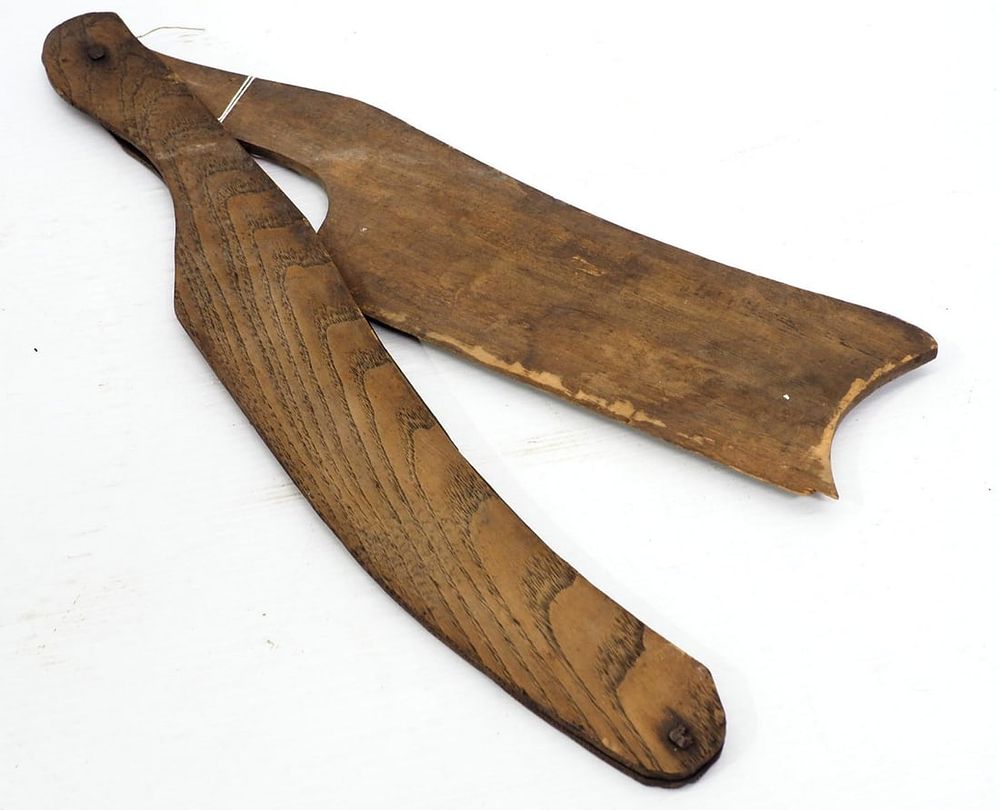 Lot 1397: Wooden straight razor trade sign