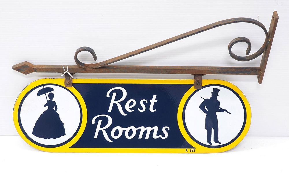 Lot 1400: Rest Rooms sign with hanger