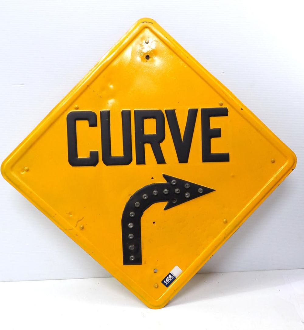 Lot 1408: Curve road sign