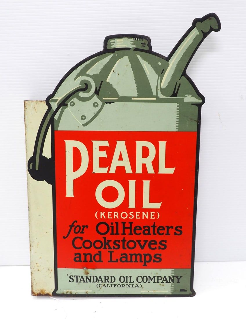 Lot 1420: Pearl Kerosene Oil die-cut sign