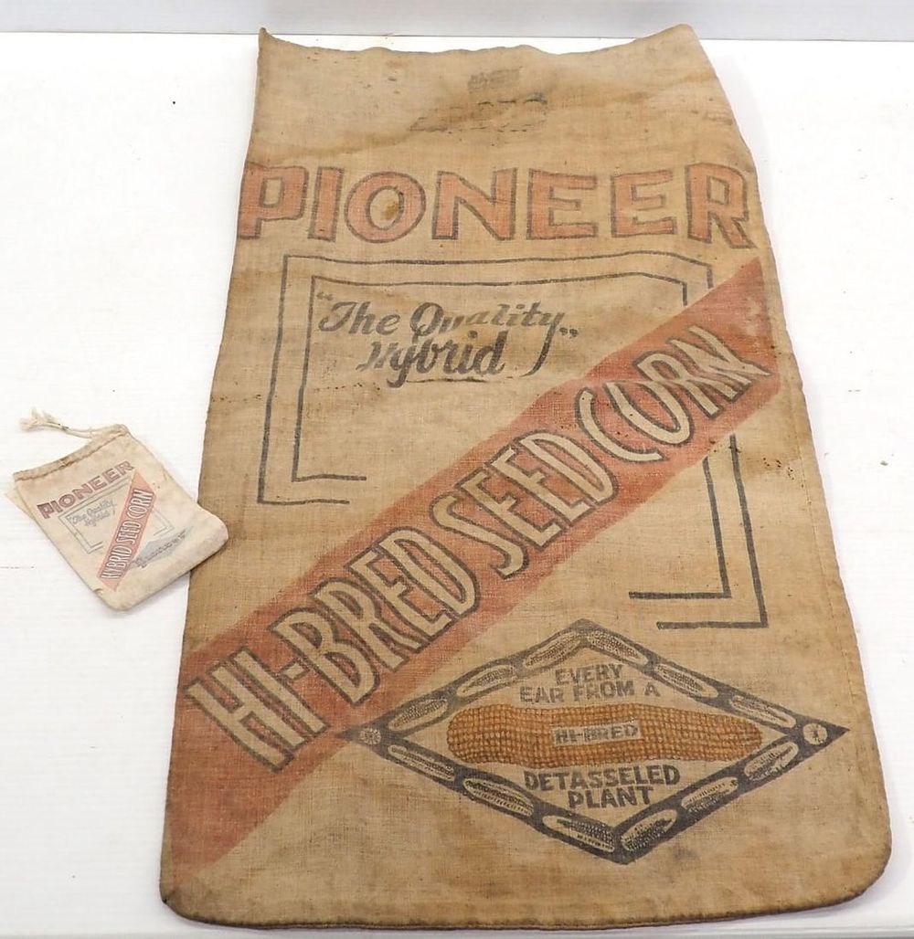 Lot 20: Seed Corn cloth bag with sample bag