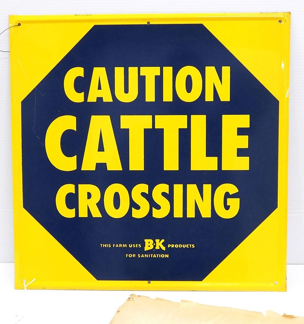 Lot 26: Caution Cattle Crossing sign
