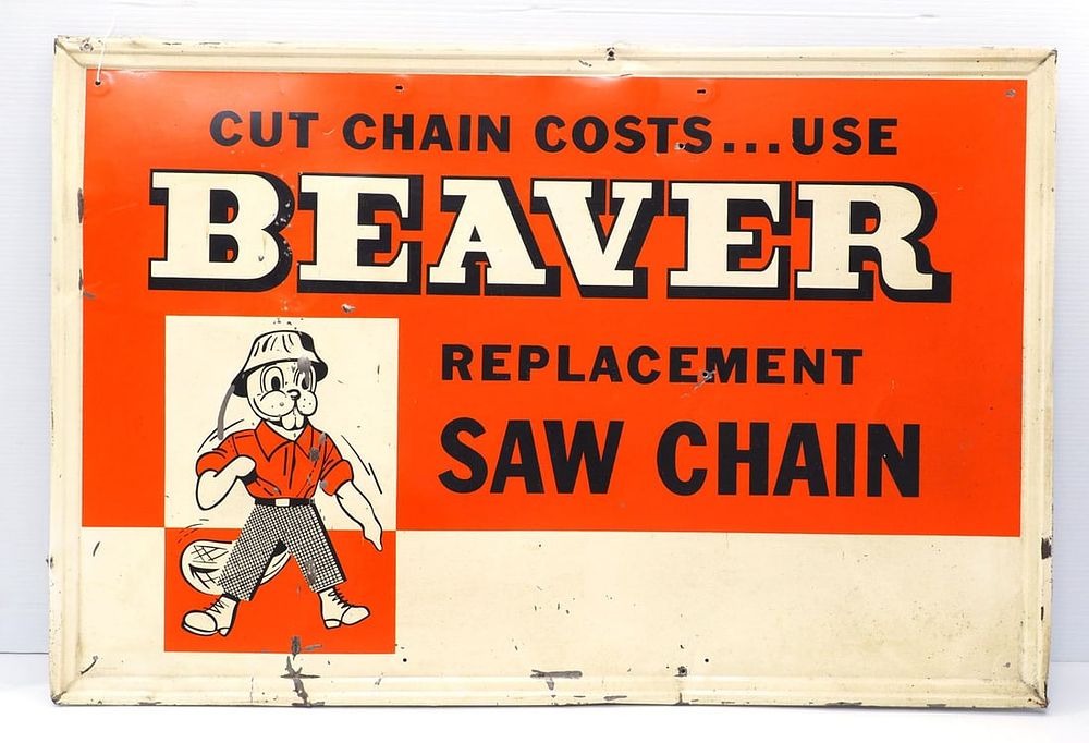 Lot 117: Beaver Saw Chain sign