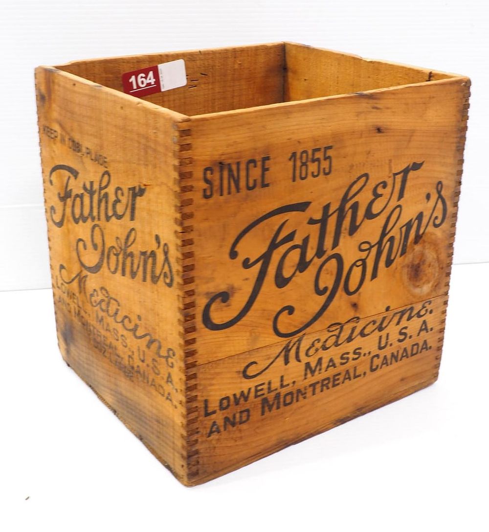 Lot 164: Father John's Medicine wooden box