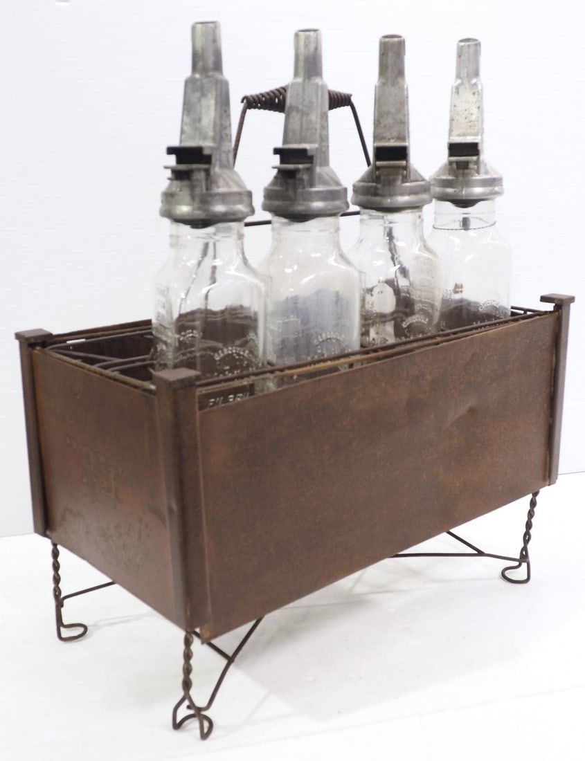 Lot 308: Early Mobiloil "BB" oil bottle rack