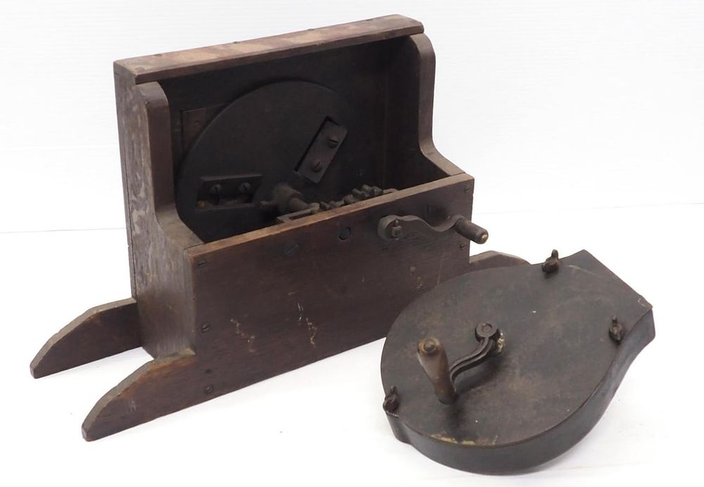 Lot 420: (2) Hand-crank bean slicers