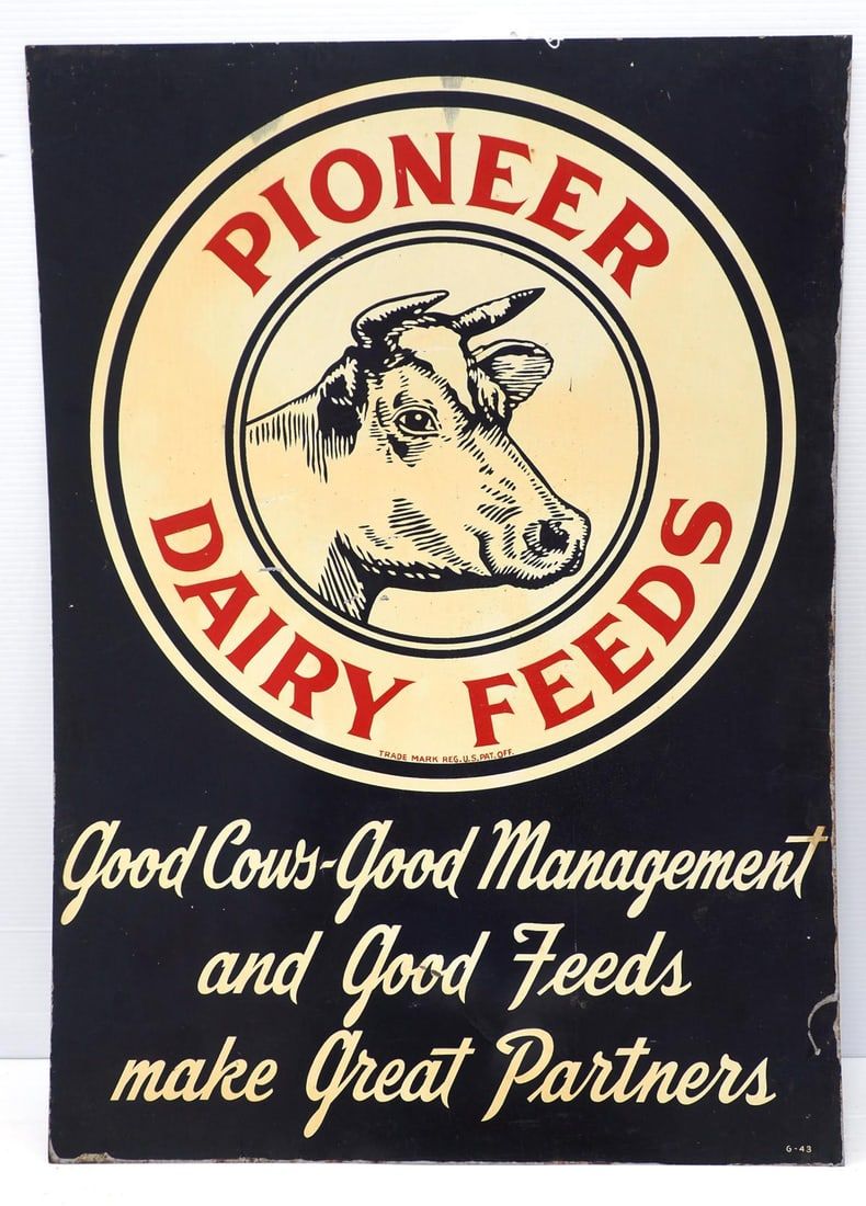 Lot 631: Pioneer Dairy Feeds sign