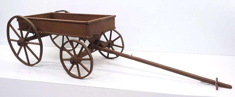 Lot 709: Wooden child's coaster wagon