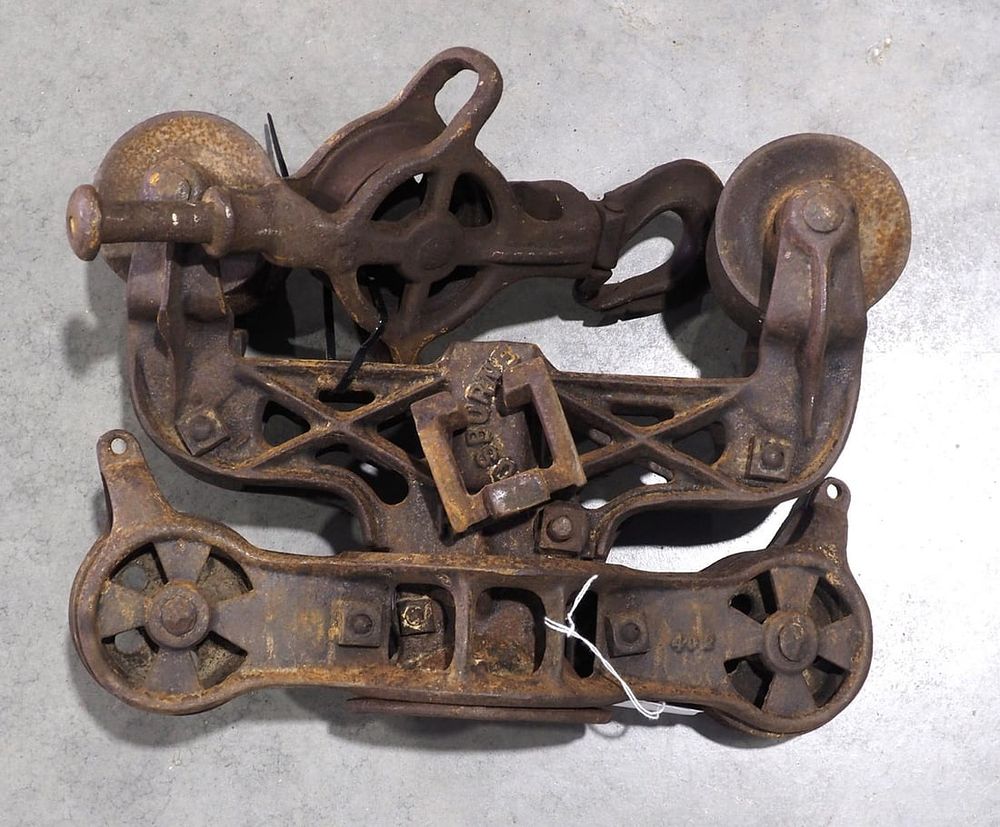 Lot 766: Porter steel track hay carrier