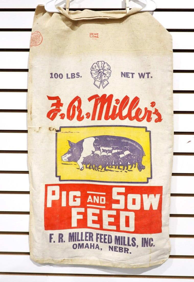 Lot 834: F.R. Miller's Pig and Sow Feed cloth feed bag