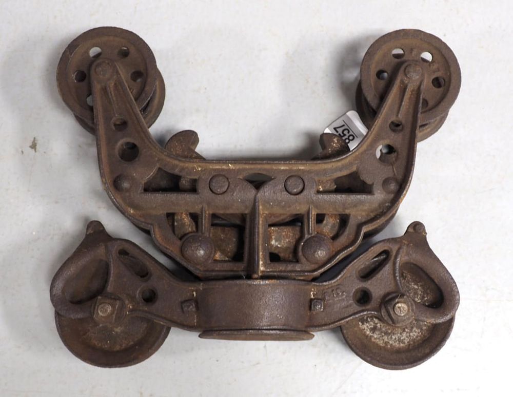 Lot 857: Beatty steel track hay carrier