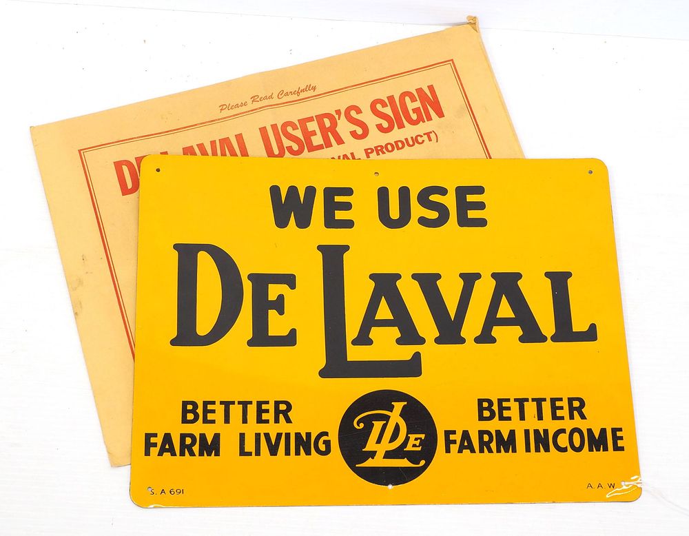 Lot 1073: We Use DeLaval sign