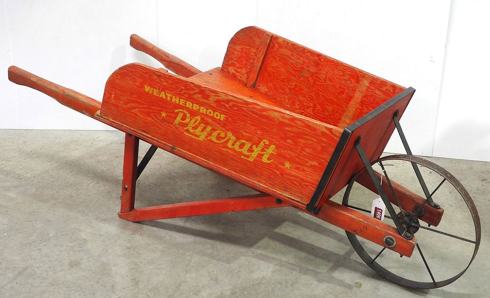 Lot 1406: Plycraft Weatherproof wooden wheelbarrow