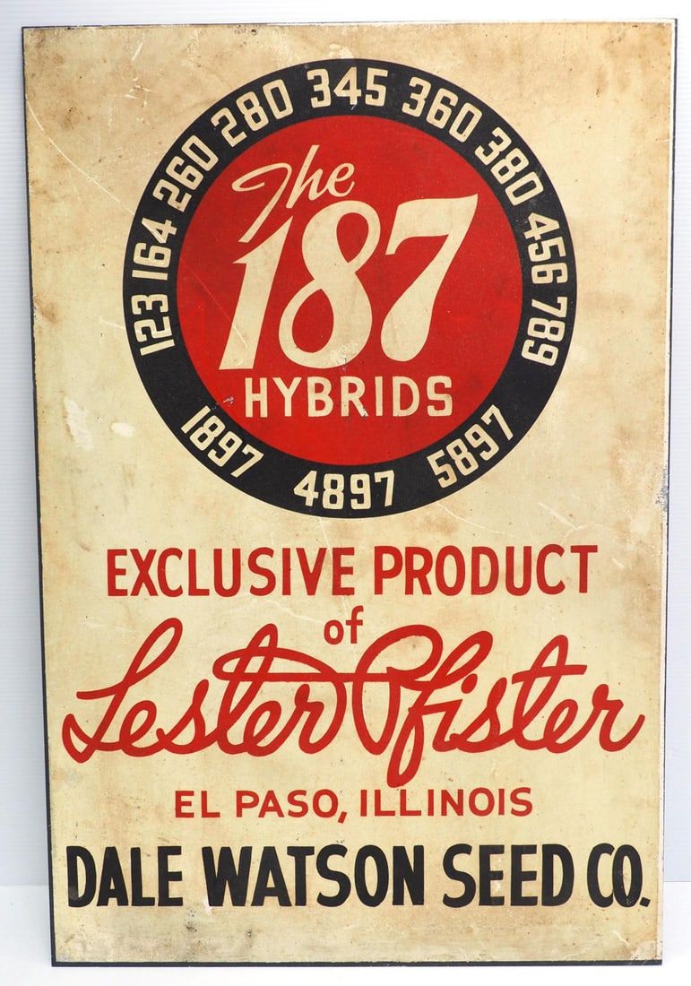 Lot 1512: Lester Pfister Seed Corn sign