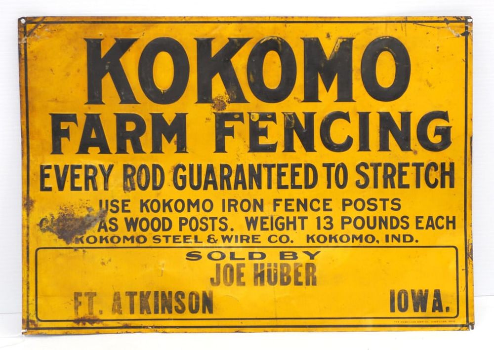 Lot 1523: Kokomo Farm Fencing sign