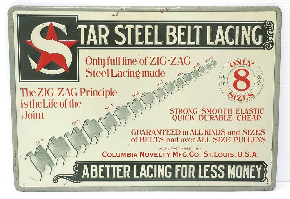 Lot 1543: Star Steel Belt Lacing sign