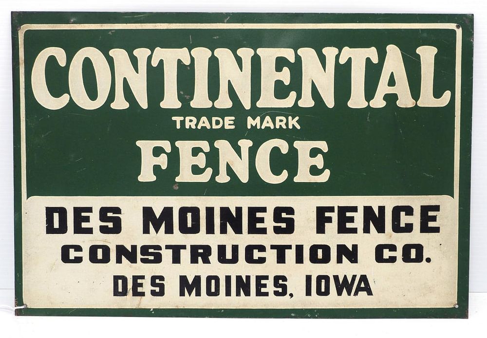 Lot 1582: Continental Fence sign