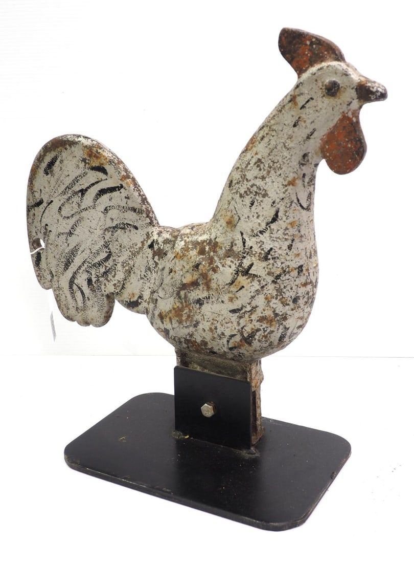 Lot 1588: Cast iron Barnacle eye rooster windmill weight