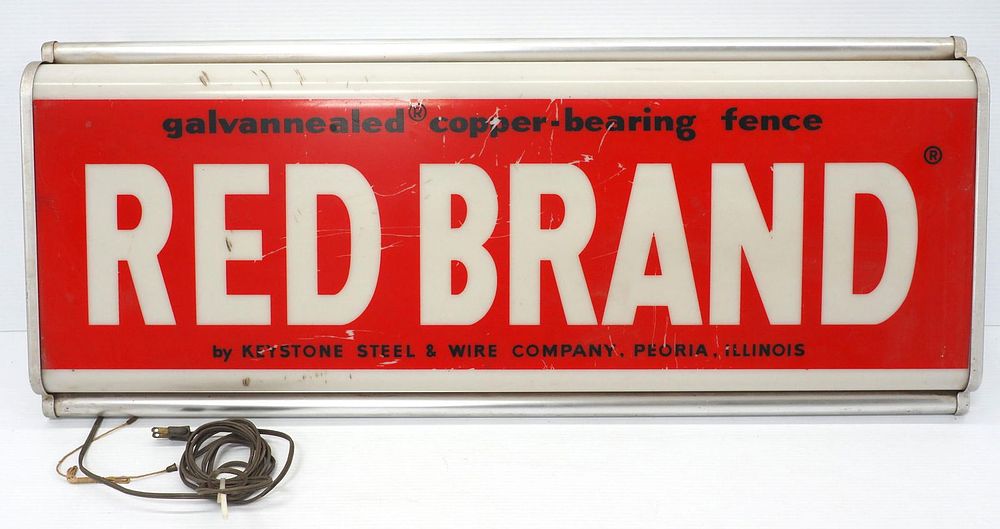 Lot 1684: Lighted Red Brand Fence sign
