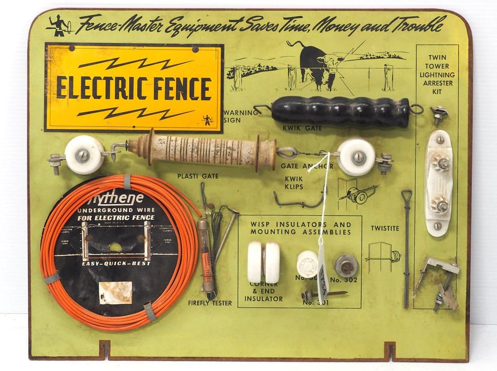 Lot 1734: Masonite Fence Master Electric Fence sign