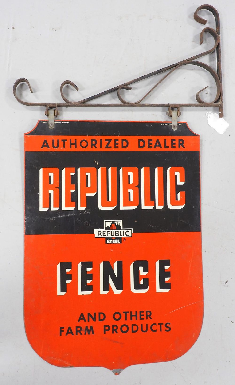 Lot 1771: Republic Fence Dealer sign with hanger