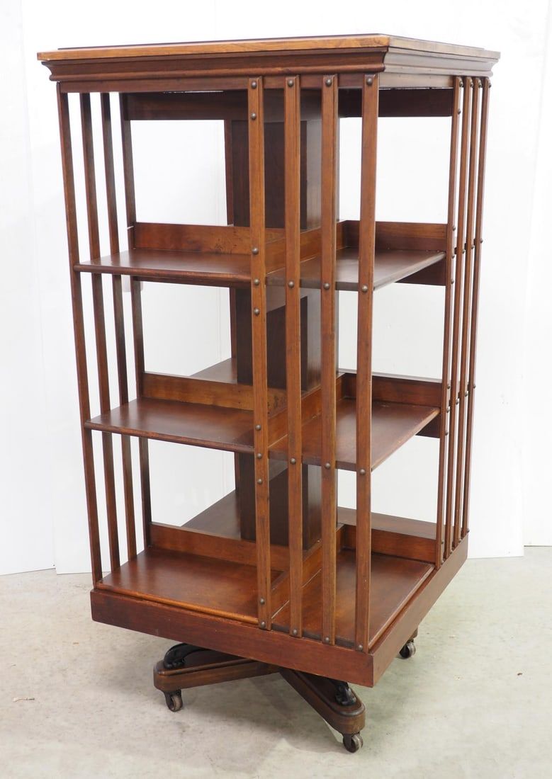 Lot 2143: Wooden portable spinning bookshelf