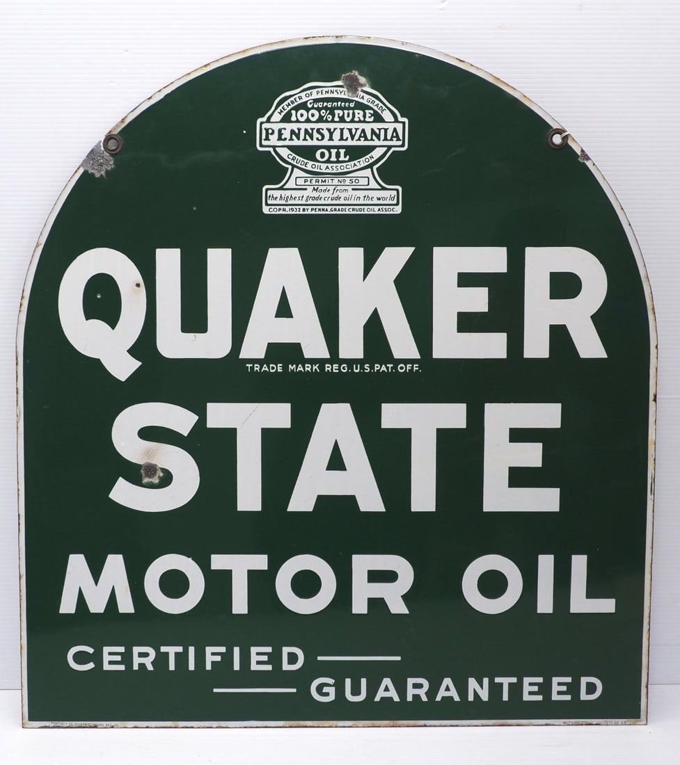 Lot 2207: Quaker State Motor Oil sign