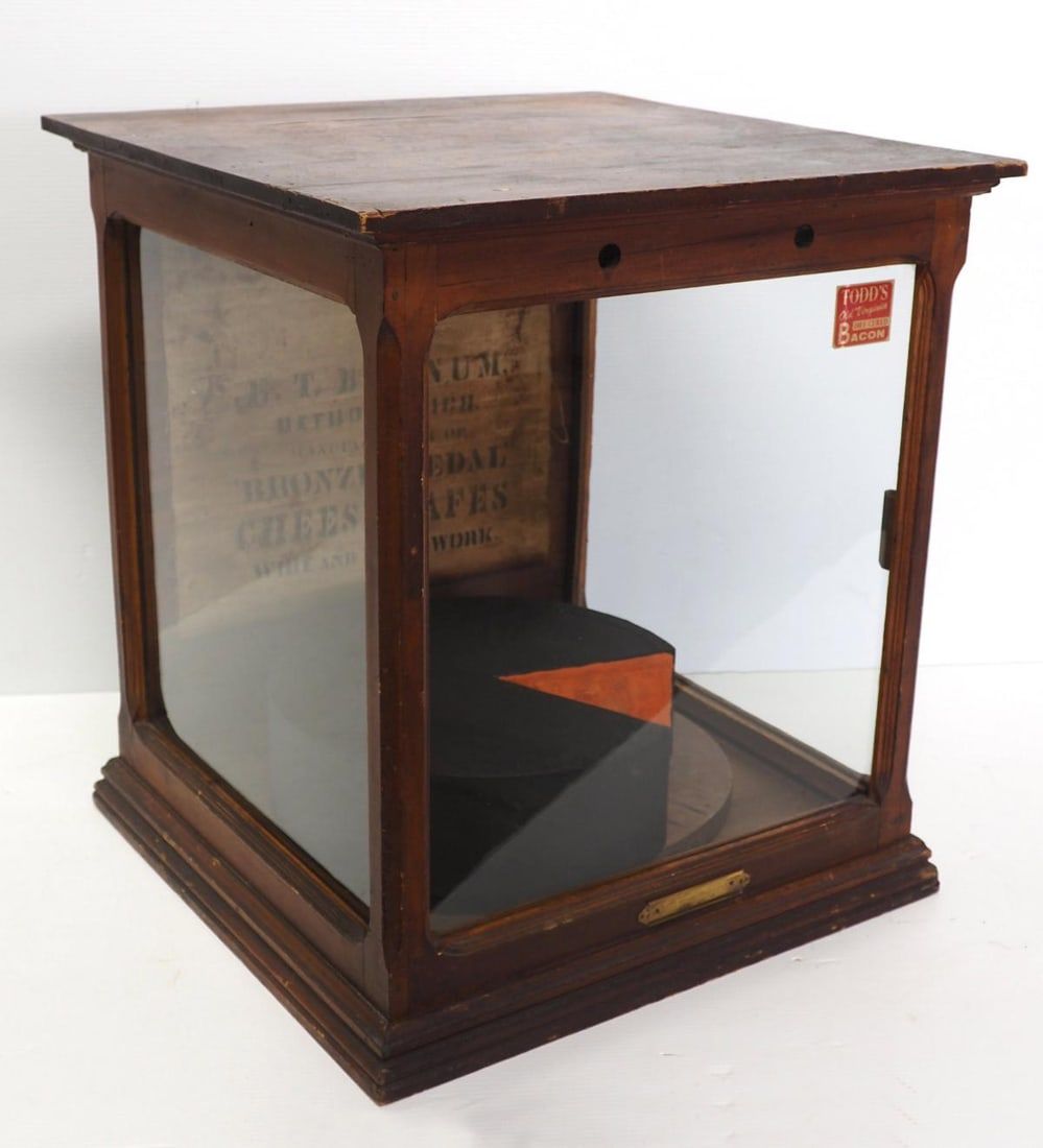 Lot 2287: Wood & glass country store cheese safe