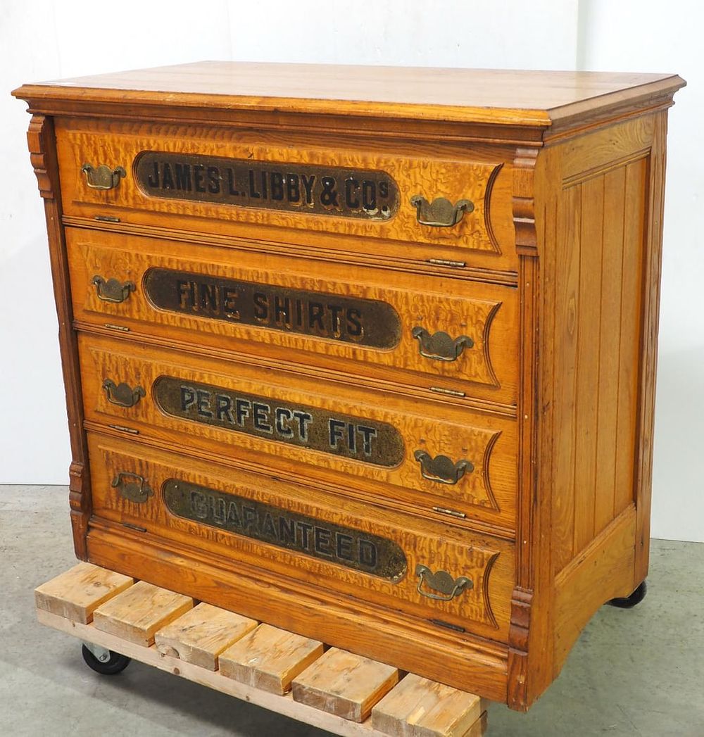 Lot 2317: Oak 4-drawer floor model spool cabinet