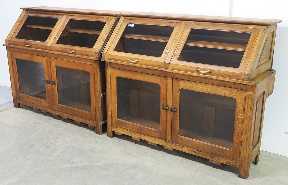 Lot 2336: Oak and glass country store cabinet