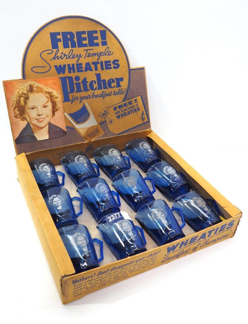 Lot 2377: Shirley Temple cobalt pitcher store display