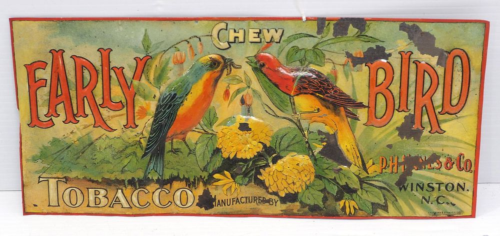 Lot 2391: Early Bird Tobacco sign