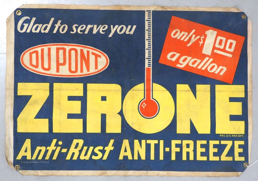Lot 2401: Cloth Dupont Antifreeze advertisment banner