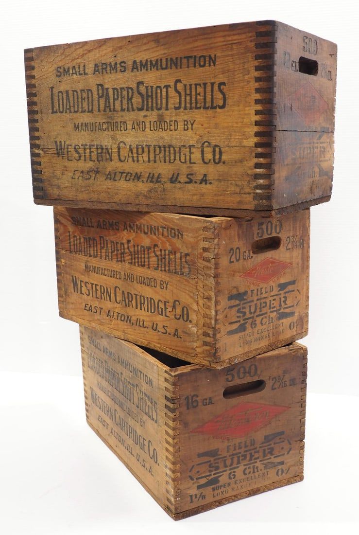 Lot 2416: (3) Western Cartridge shotgun shell shipping boxes
