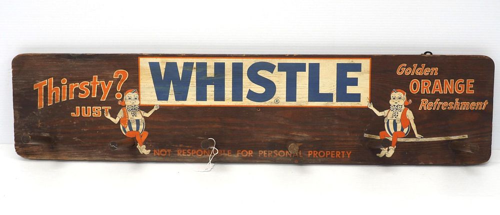 Lot 2420: Wooden Whistle Orange Drink sign