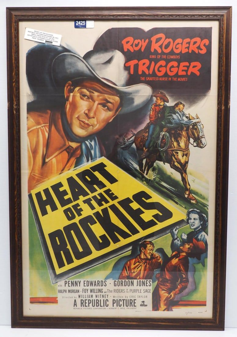 Lot 2425: Roy Rogers "Heart of the Rockies" movie poster