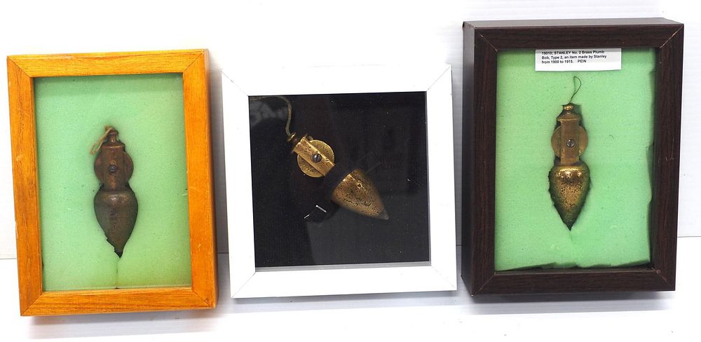 Lot 685: (3) Stanley No.2 Brass Plumb Bobs