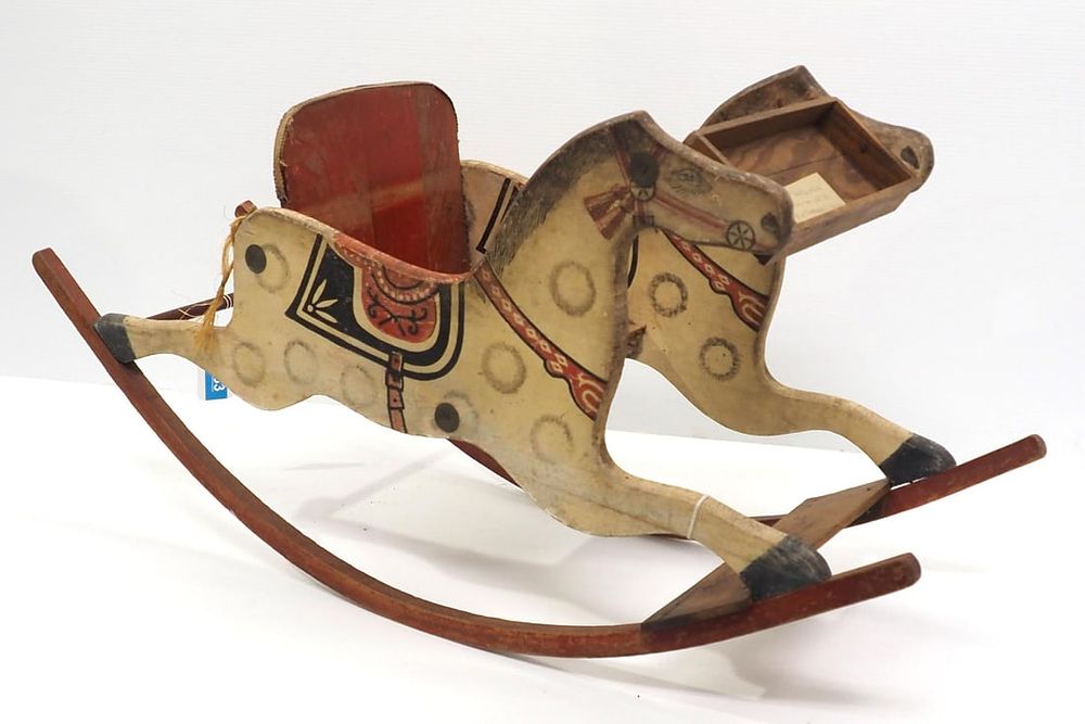 Lot 33: Early wooden Shoofly rocking horse