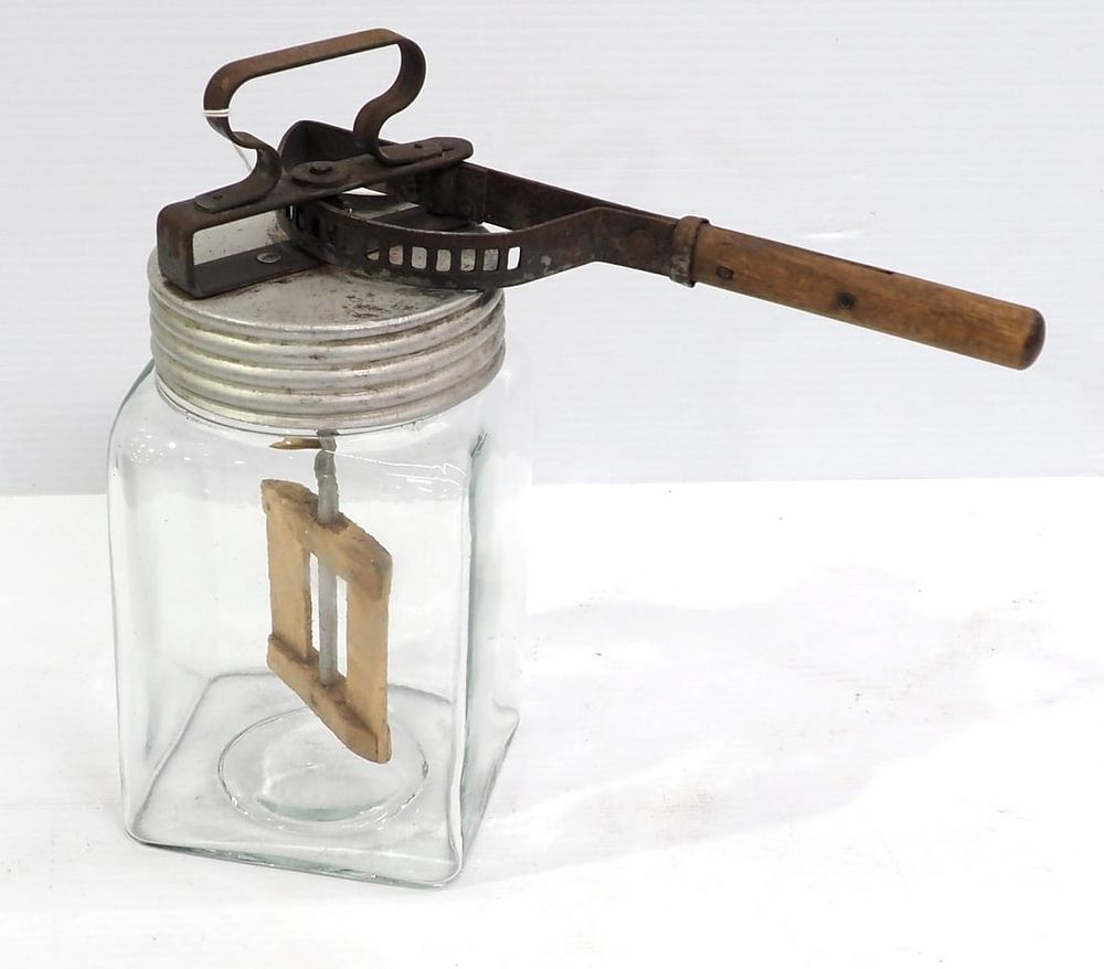 Lot 36: Unusual European 2-litre glass butter churn