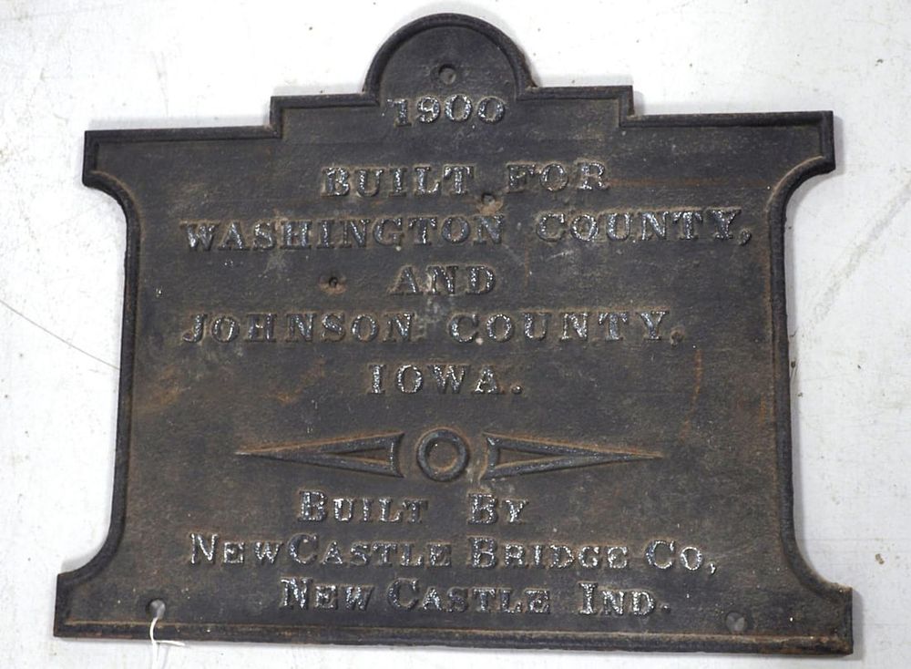 Lot 284: New Castle Bridge Co. builders plate