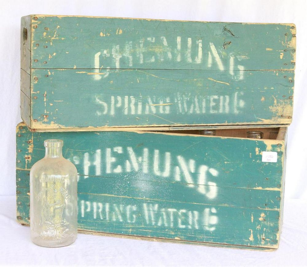 Lot 1026: (2) Chemung Spring Water Wooden Crates