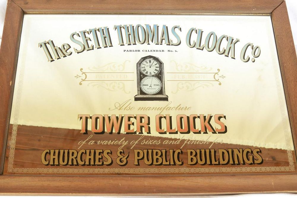 Lot 1169: Seth Thomas Clocks Adv. Mirror